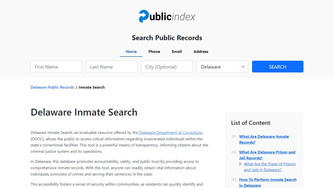 Delaware Inmate Search and Jail Records